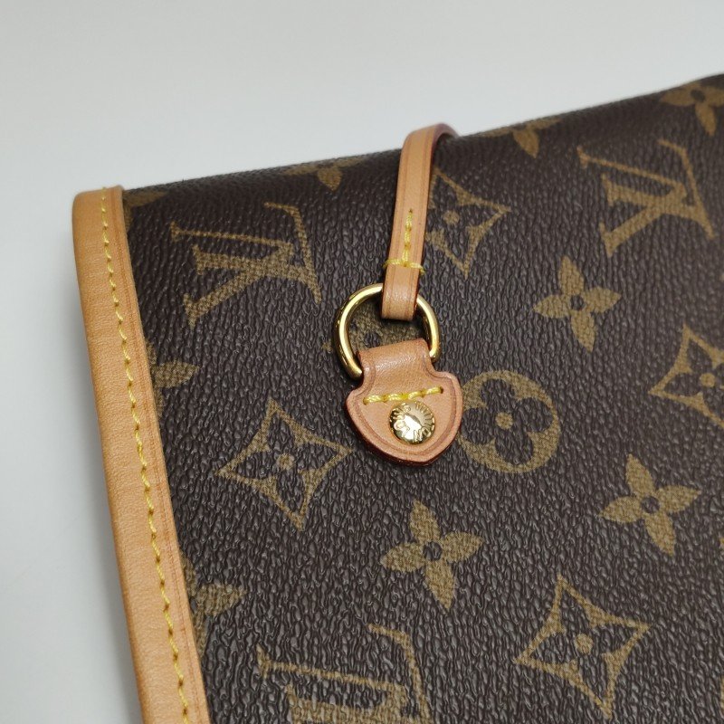 Louis Vuitton (LV)Neverfull中號植鞣革Monogram印花束帶單肩包晶片款-18