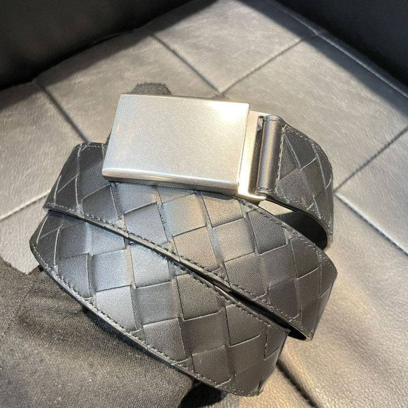 💎Han's house精品服飾💎BOTTEGA VENETA BV 黑色 編織 皮帶 真皮 意大利製 寬3.5cm-4