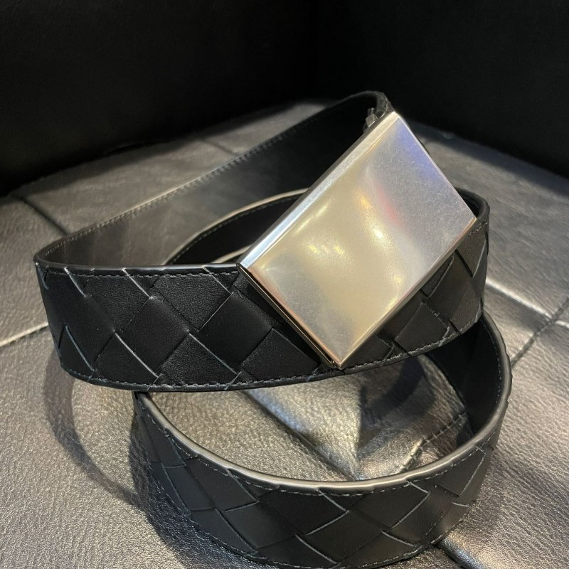 💎Han's house精品服飾💎BOTTEGA VENETA BV 黑色 編織 皮帶 真皮 意大利製 寬3.5cm-6