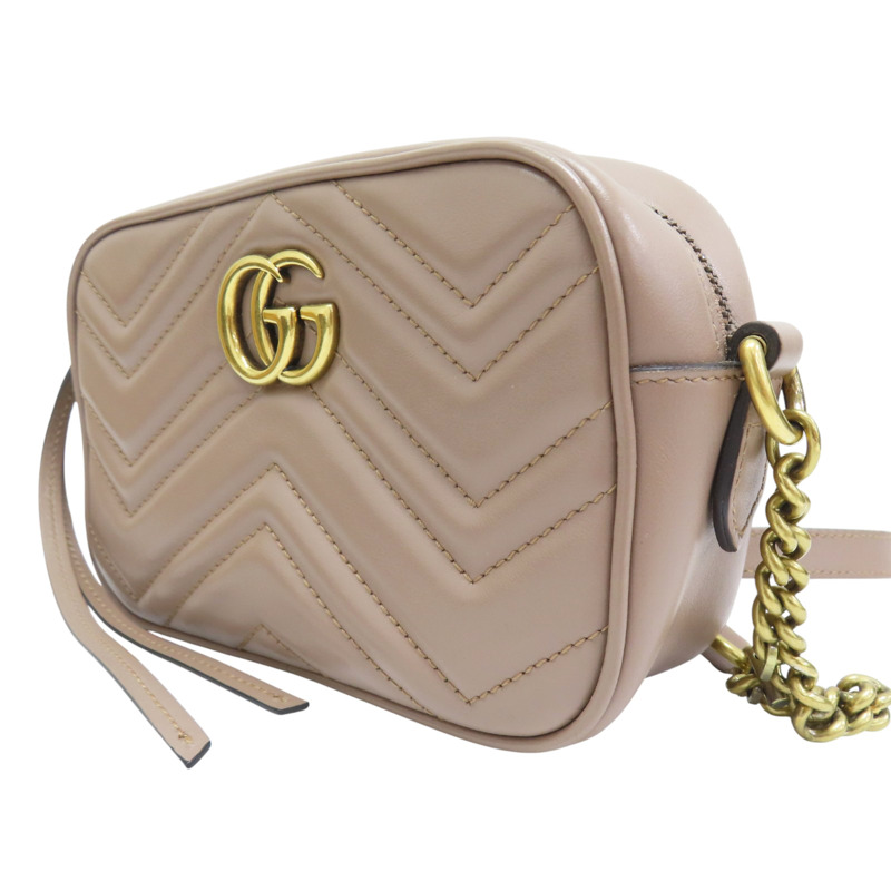 裸色 牛皮 GG Marmont Mini 肩背包【GUCCI 古馳】 448065-2