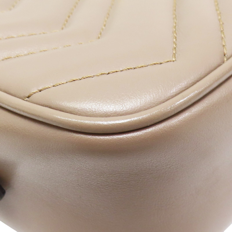 裸色 牛皮 GG Marmont Mini 肩背包【GUCCI 古馳】 448065-9