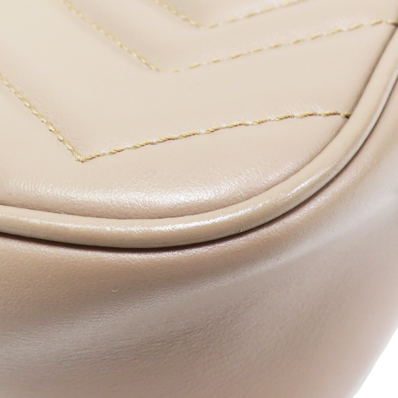 裸色 牛皮 GG Marmont Mini 肩背包【GUCCI 古馳】 448065-10