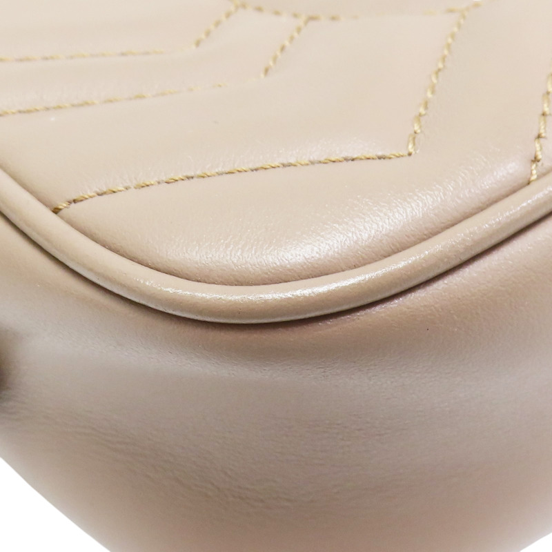 裸色 牛皮 GG Marmont Mini 肩背包【GUCCI 古馳】 448065-11