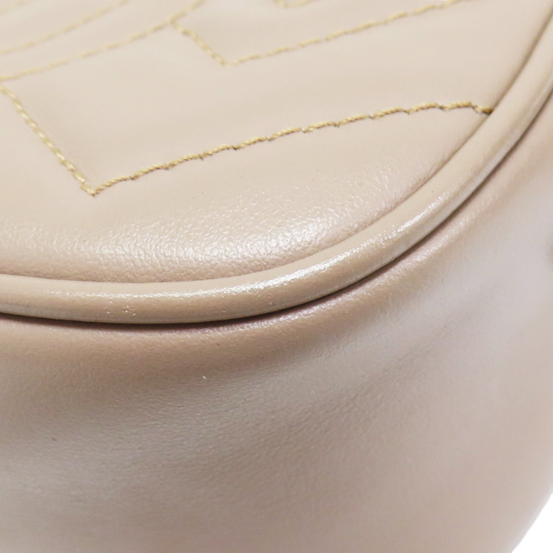 裸色 牛皮 GG Marmont Mini 肩背包【GUCCI 古馳】 448065-12