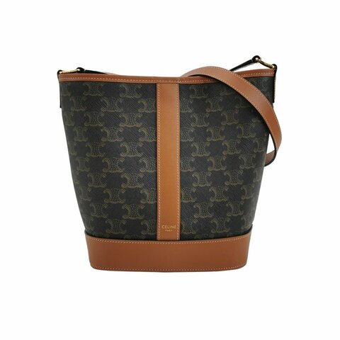 Celine Triomphe Canvas標誌印花牛皮標誌印花斜背包單肩包
