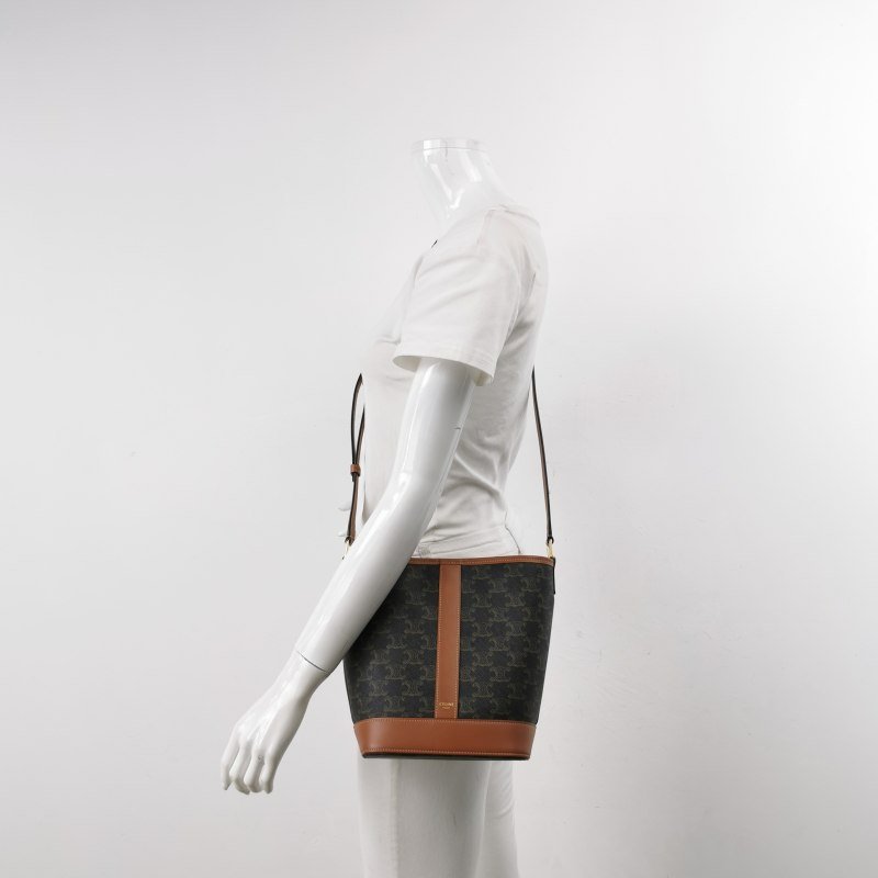 Celine Triomphe Canvas標誌印花牛皮標誌印花斜背包單肩包-1