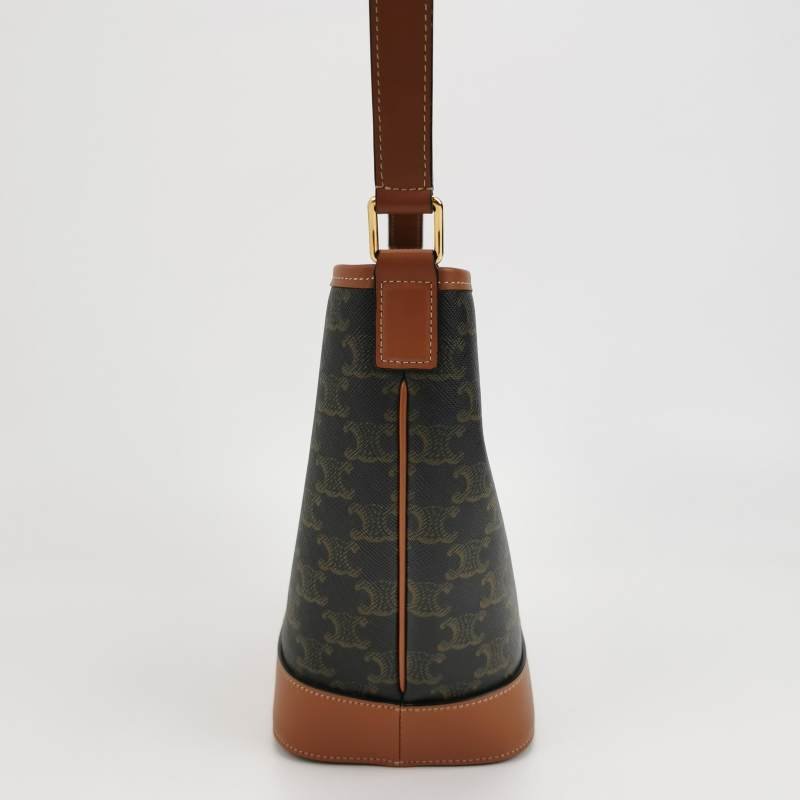 Celine Triomphe Canvas標誌印花牛皮標誌印花斜背包單肩包-2