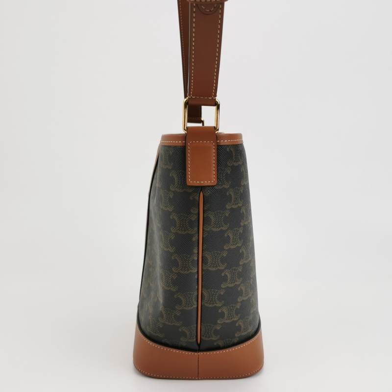 Celine Triomphe Canvas標誌印花牛皮標誌印花斜背包單肩包-3