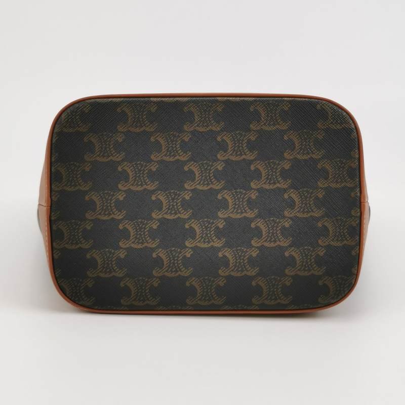 Celine Triomphe Canvas標誌印花牛皮標誌印花斜背包單肩包-5