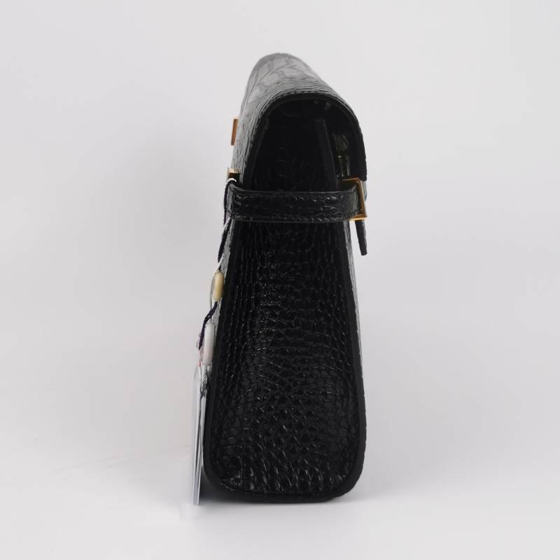 Saint Laurent Manhattan牛皮鱷魚紋純色金屬鎖 扣單肩包-3
