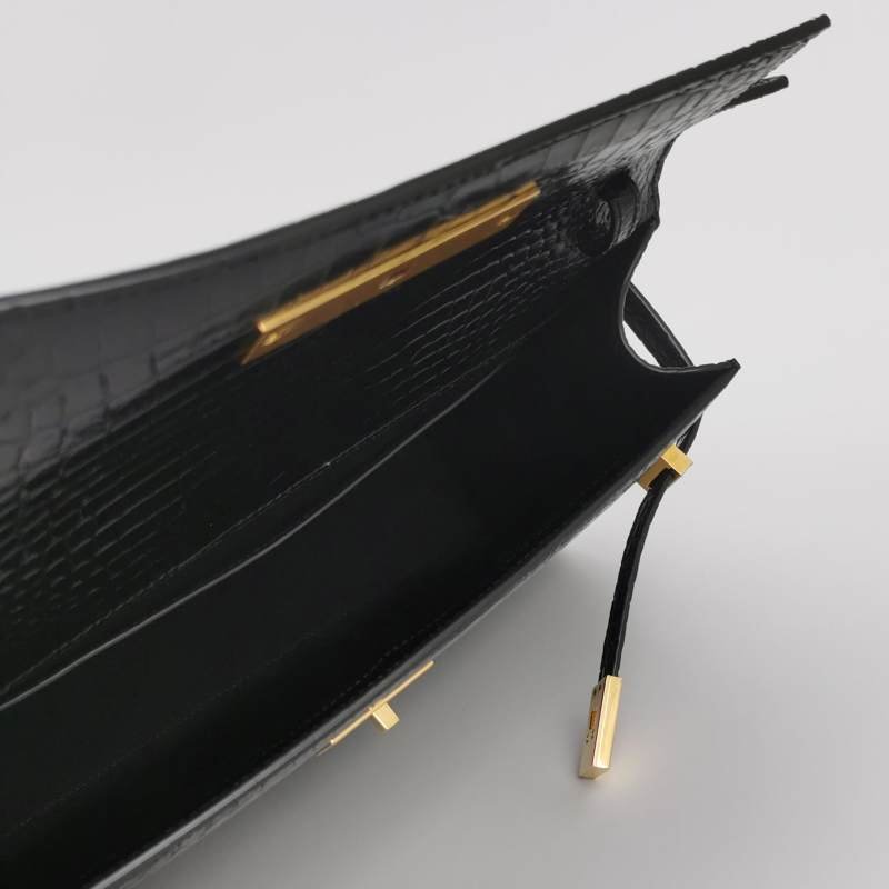 Saint Laurent Manhattan牛皮鱷魚紋純色金屬鎖 扣單肩包-6