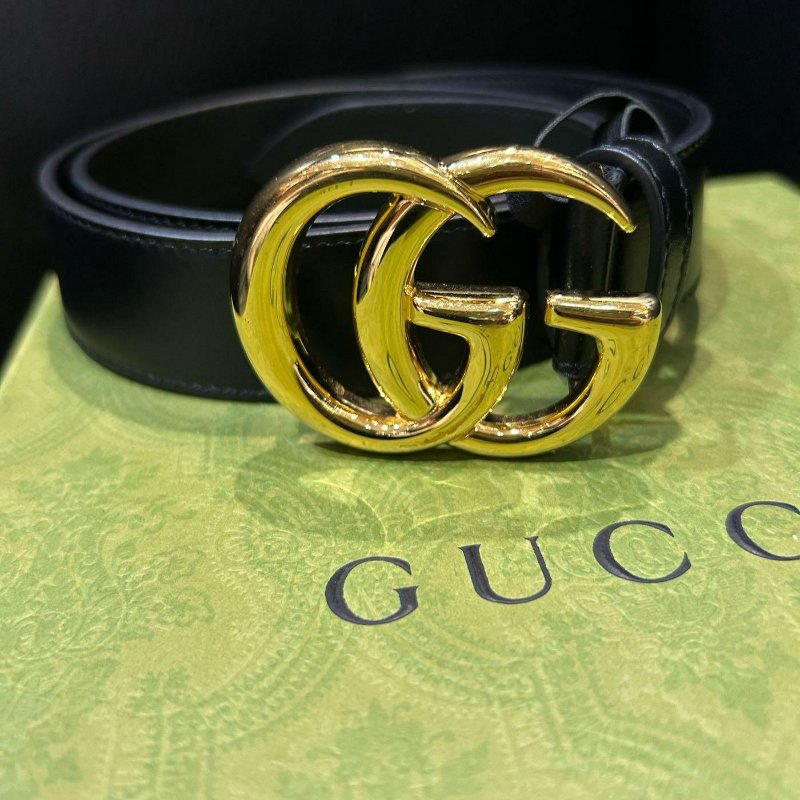 💎Han's house精品服飾💎GUCCI 金屬 LOGO 腰帶 皮帶 義大利製 寬3cm 現貨75-2