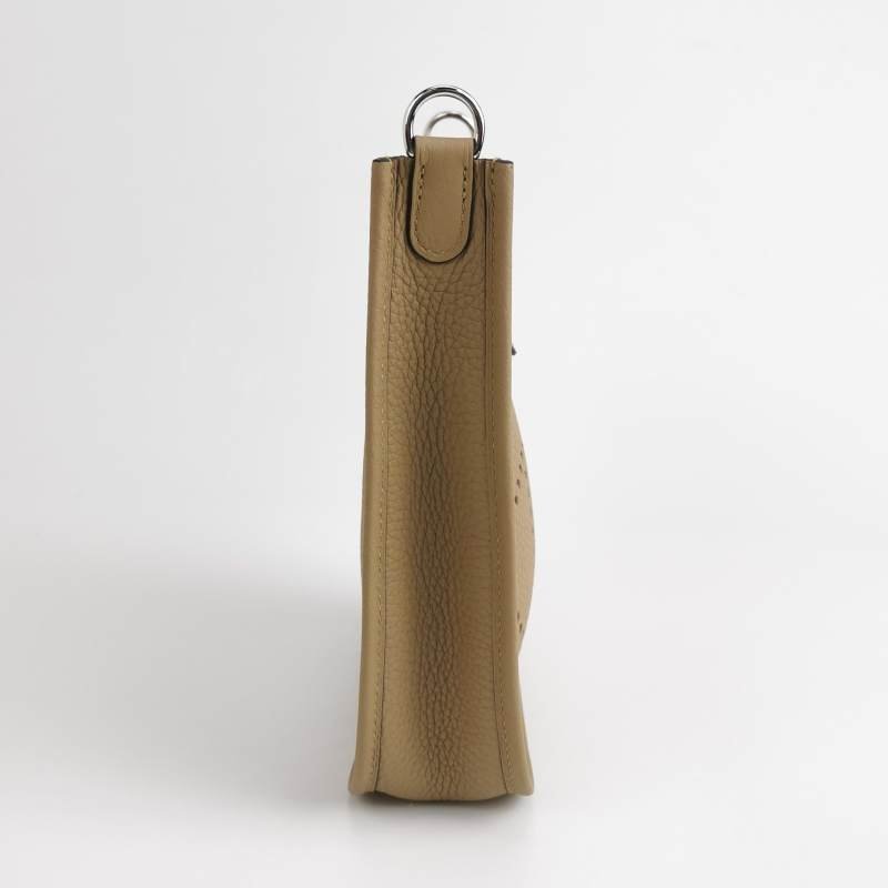 Hermes Evelyne 16鏤空斜背包單肩包Clemence(TC)牛皮銀扣1C塵土色K刻-3