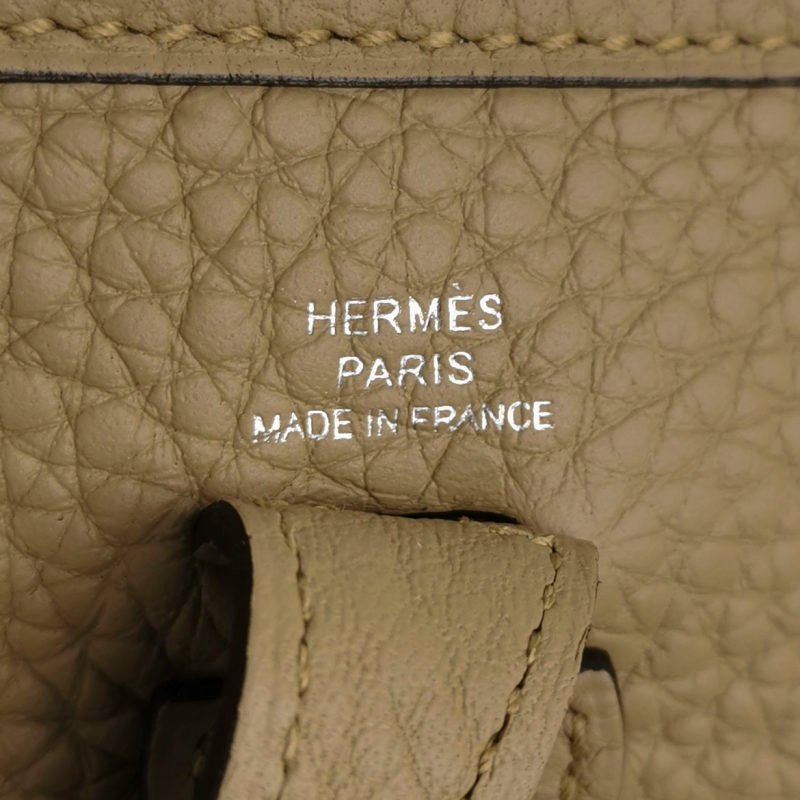 Hermes Evelyne 16鏤空斜背包單肩包Clemence(TC)牛皮銀扣1C塵土色K刻-7