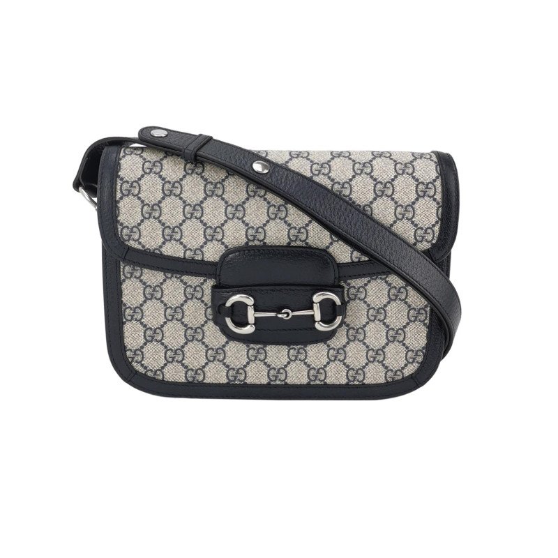 Gucci1955小號牛皮GG老花馬銜扣單肩包-0