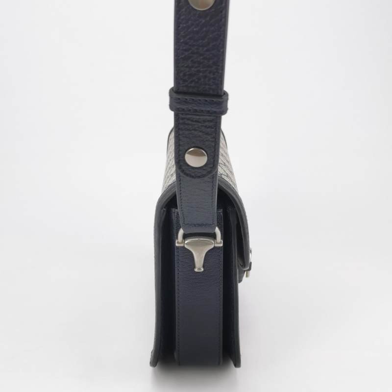 Gucci1955小號牛皮GG老花馬銜扣單肩包-3