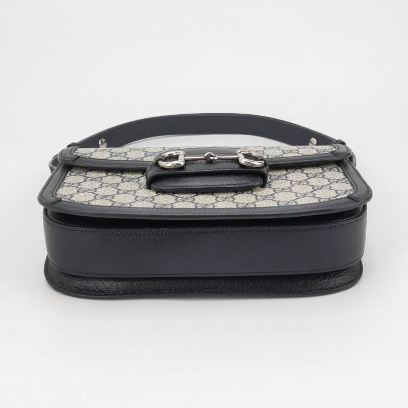 Gucci1955小號牛皮GG老花馬銜扣單肩包-5