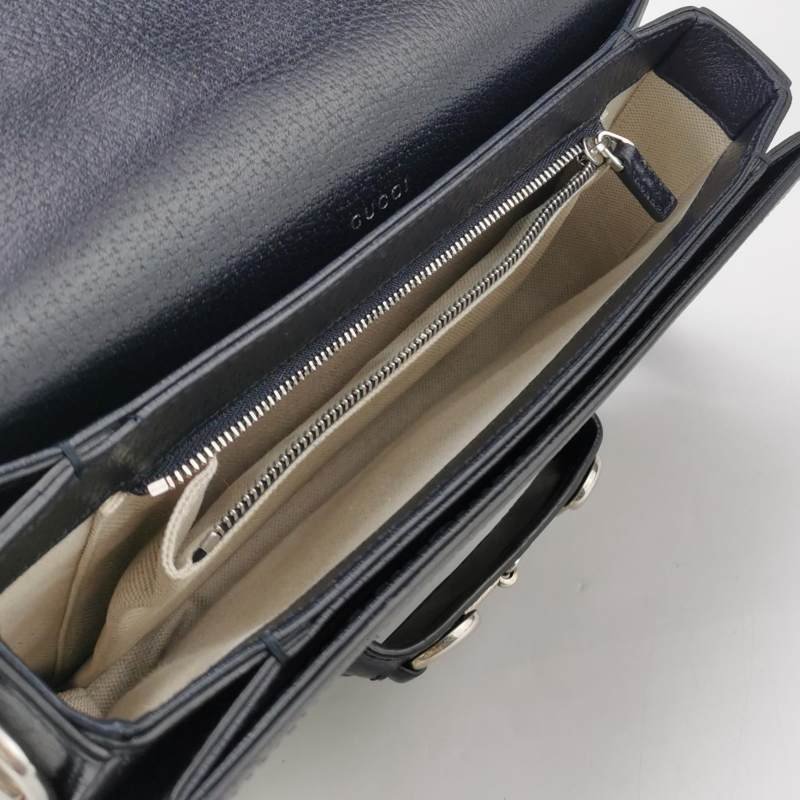 Gucci1955小號牛皮GG老花馬銜扣單肩包-6