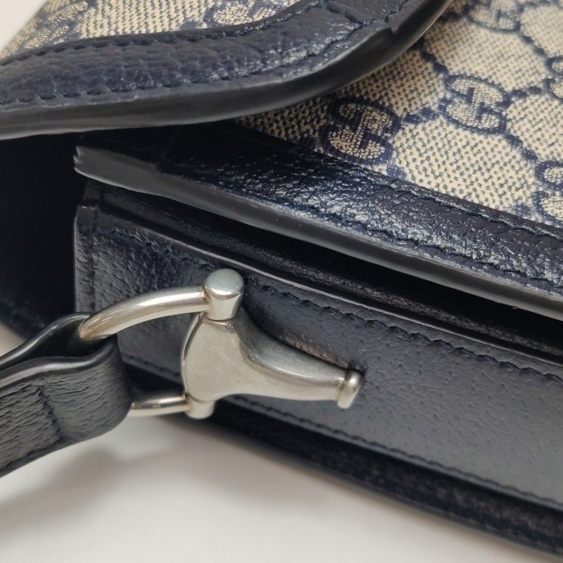 Gucci1955小號牛皮GG老花馬銜扣單肩包-13