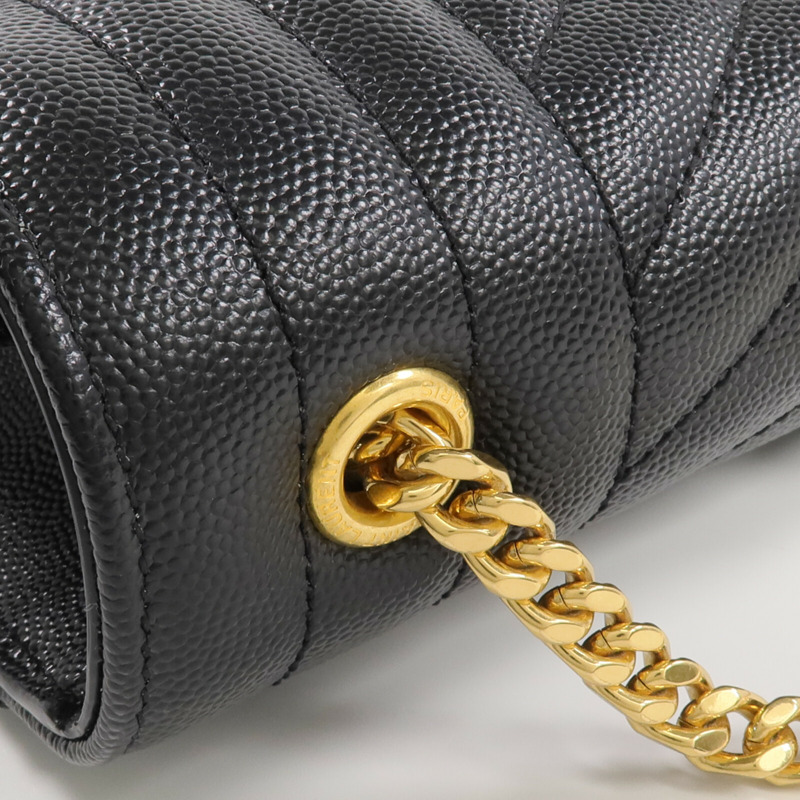 SAINT LAURENT 牛皮皮革Envelope Small Bag金扣鏈帶肩背袋-5