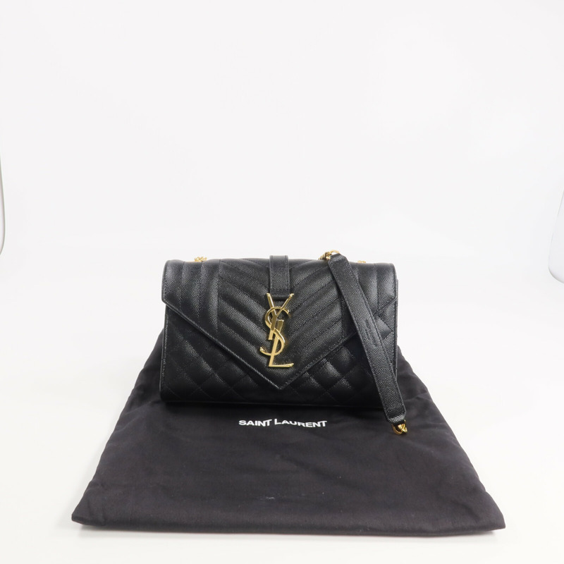 SAINT LAURENT 牛皮皮革Envelope Small Bag金扣鏈帶肩背袋-16
