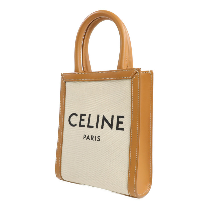 CELINE 帆布/牛皮皮革Mini Cabas Vertical金扣手挽肩背兩用袋-2