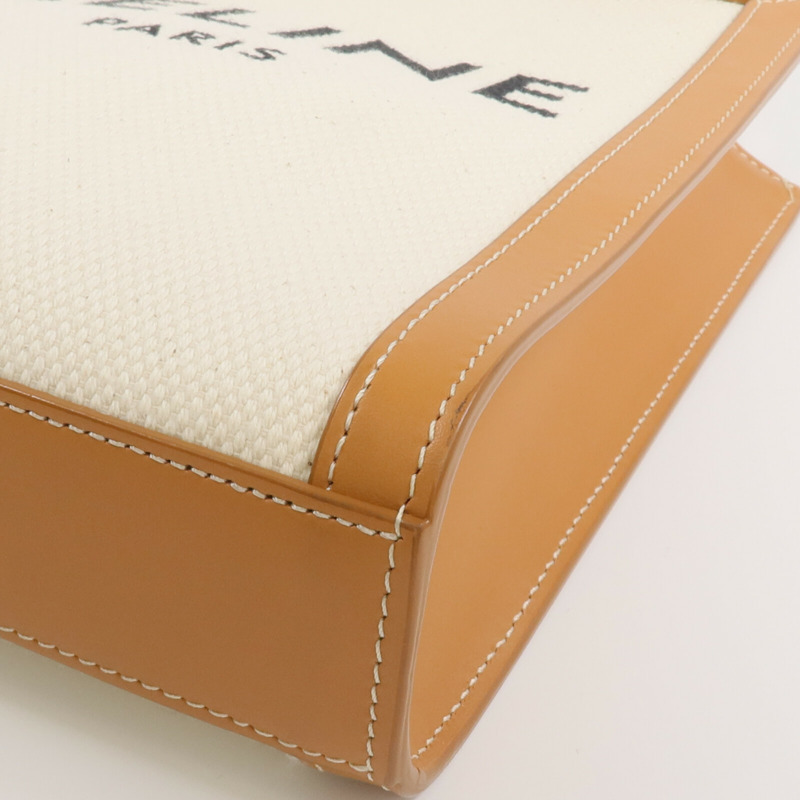 CELINE 帆布/牛皮皮革Mini Cabas Vertical金扣手挽肩背兩用袋-5