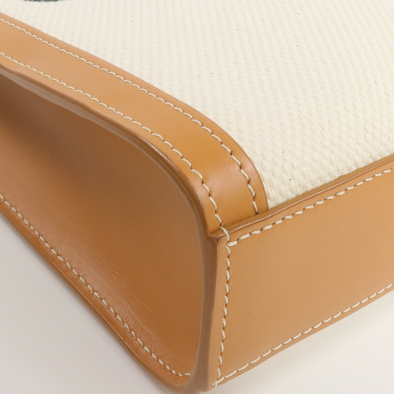 CELINE 帆布/牛皮皮革Mini Cabas Vertical金扣手挽肩背兩用袋-6