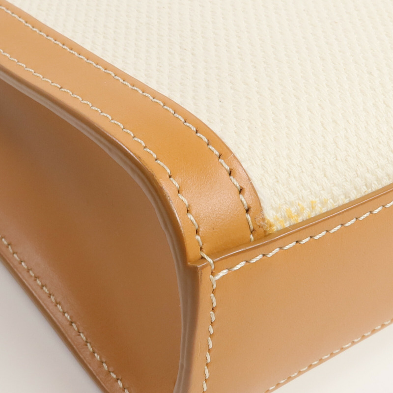 CELINE 帆布/牛皮皮革Mini Cabas Vertical金扣手挽肩背兩用袋-8