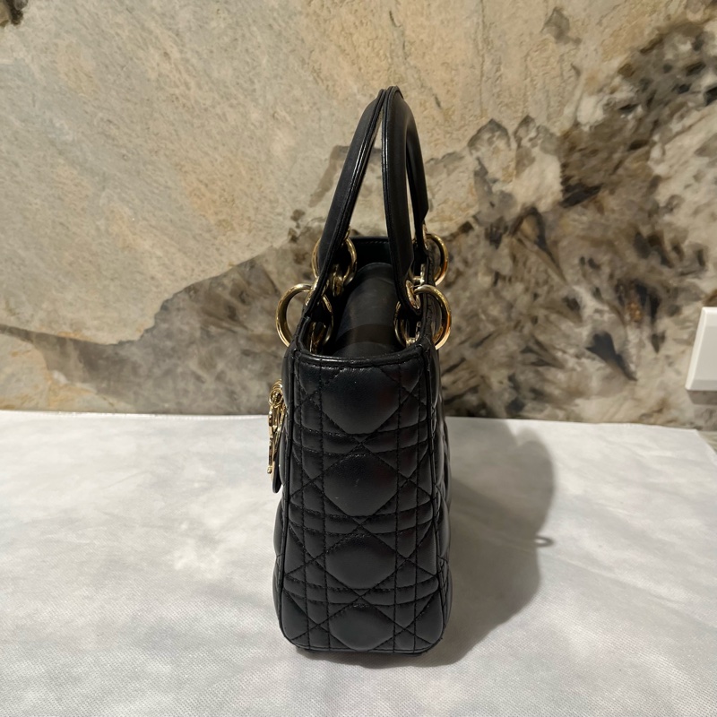 Dior黑金羊皮5*4黛妃包-3