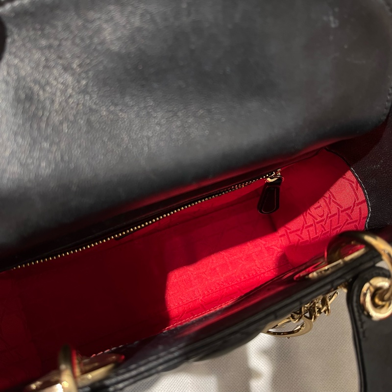 Dior黑金羊皮5*4黛妃包-8