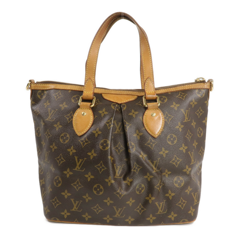 LOUIS VUITTON Monogram Palermo PM金扣手挽肩背兩用袋棕色-1