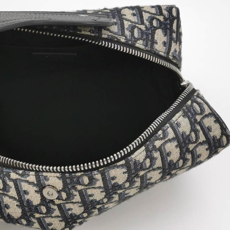 Dior Lingot牛皮帆布字母logo鎖扣手拿包-5