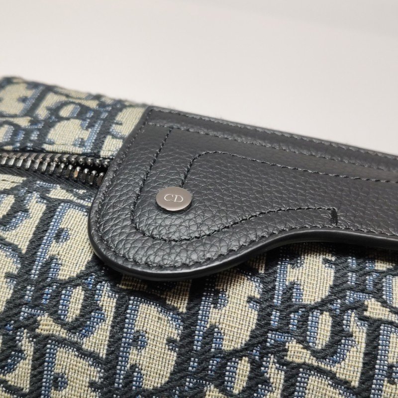 Dior Lingot牛皮帆布字母logo鎖扣手拿包-10