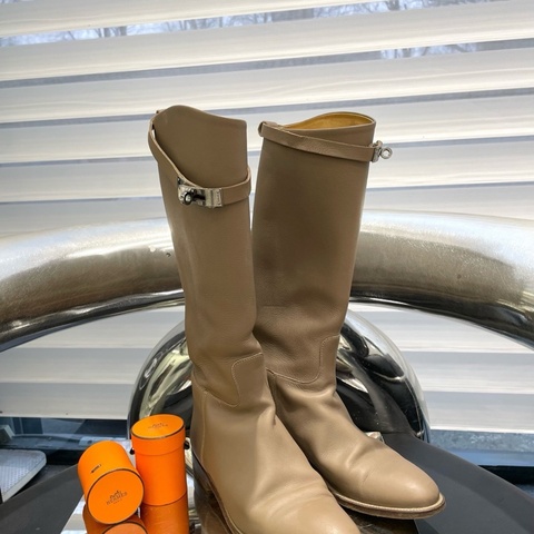 Hermes爱马仕 kelly大象灰皮靴