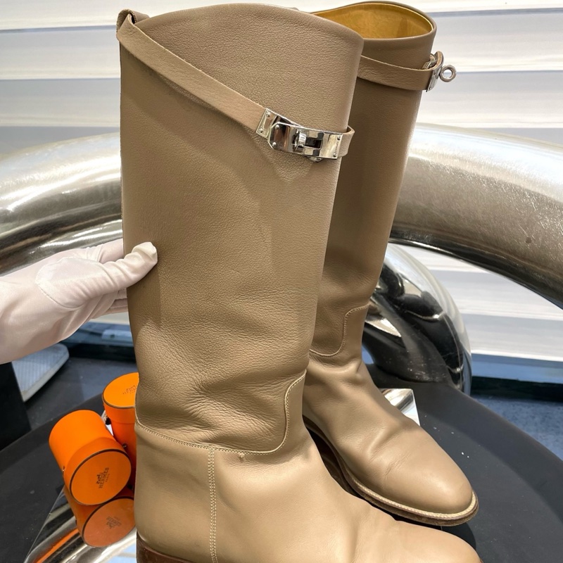 Hermes爱马仕 kelly大象灰皮靴-1