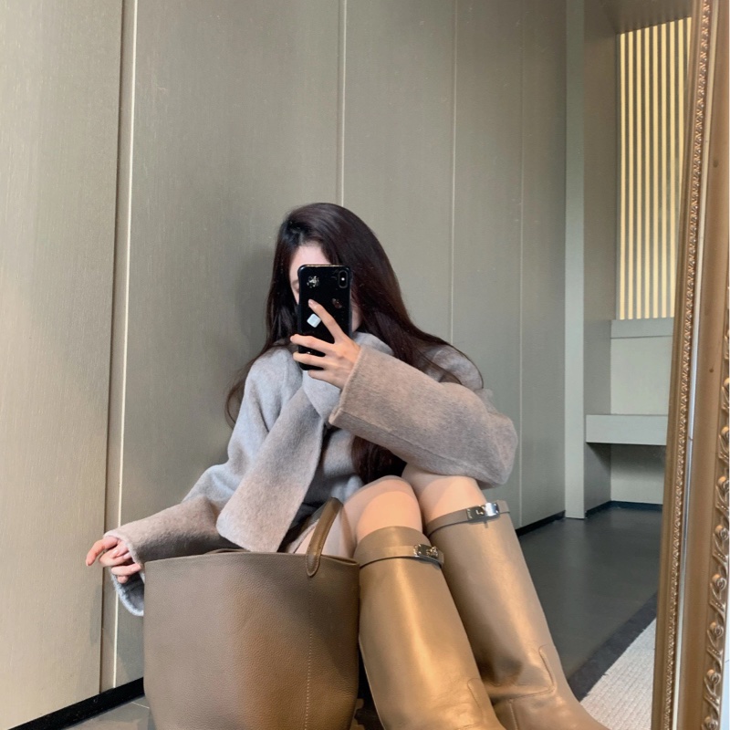 Hermes爱马仕 kelly大象灰皮靴-3