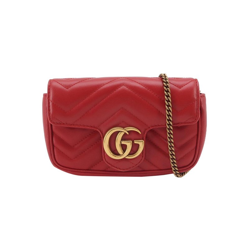 Gucci GG Marmont超迷你牛皮V紋絎縫雙G標誌 口蓋包斜背包單肩包-0
