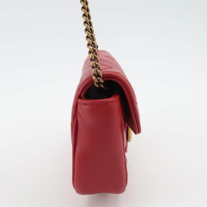 Gucci GG Marmont超迷你牛皮V紋絎縫雙G標誌 口蓋包斜背包單肩包-3