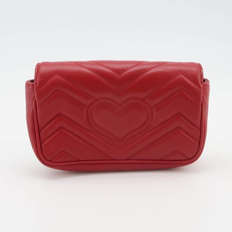 Gucci GG Marmont超迷你牛皮V紋絎縫雙G標誌 口蓋包斜背包單肩包-4