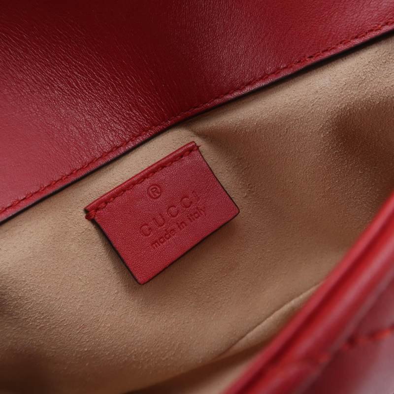 Gucci GG Marmont超迷你牛皮V紋絎縫雙G標誌 口蓋包斜背包單肩包-7