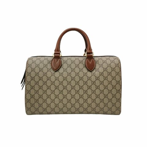 Gucci牛皮雙C老花拉鍊手提包