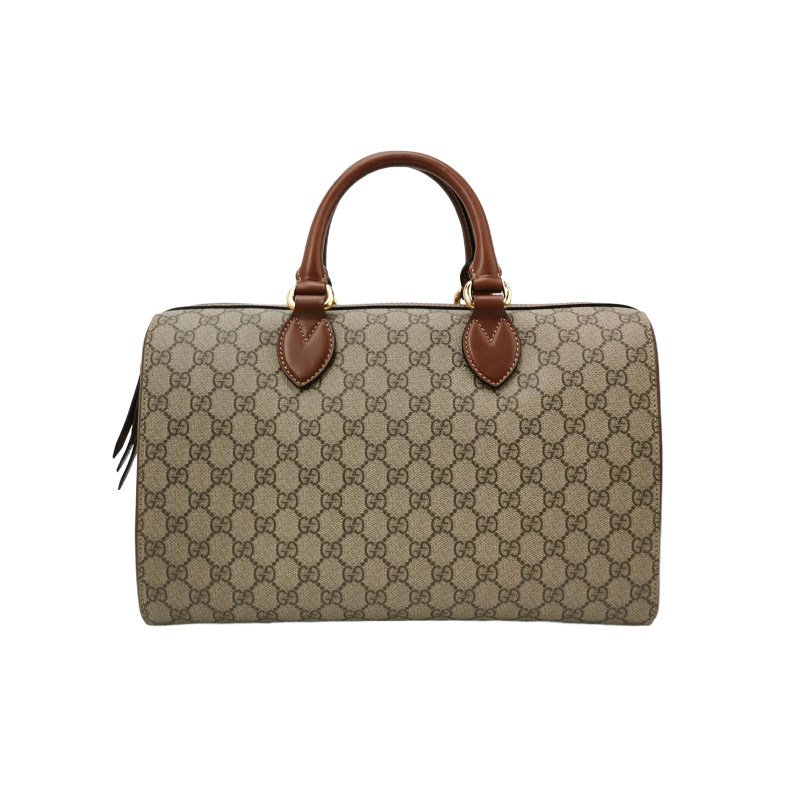 Gucci牛皮雙C老花拉鍊手提包-0