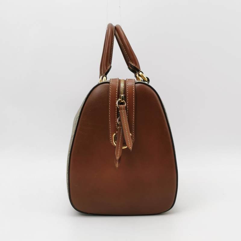 Gucci牛皮雙C老花拉鍊手提包-3