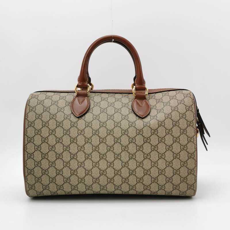 Gucci牛皮雙C老花拉鍊手提包-4