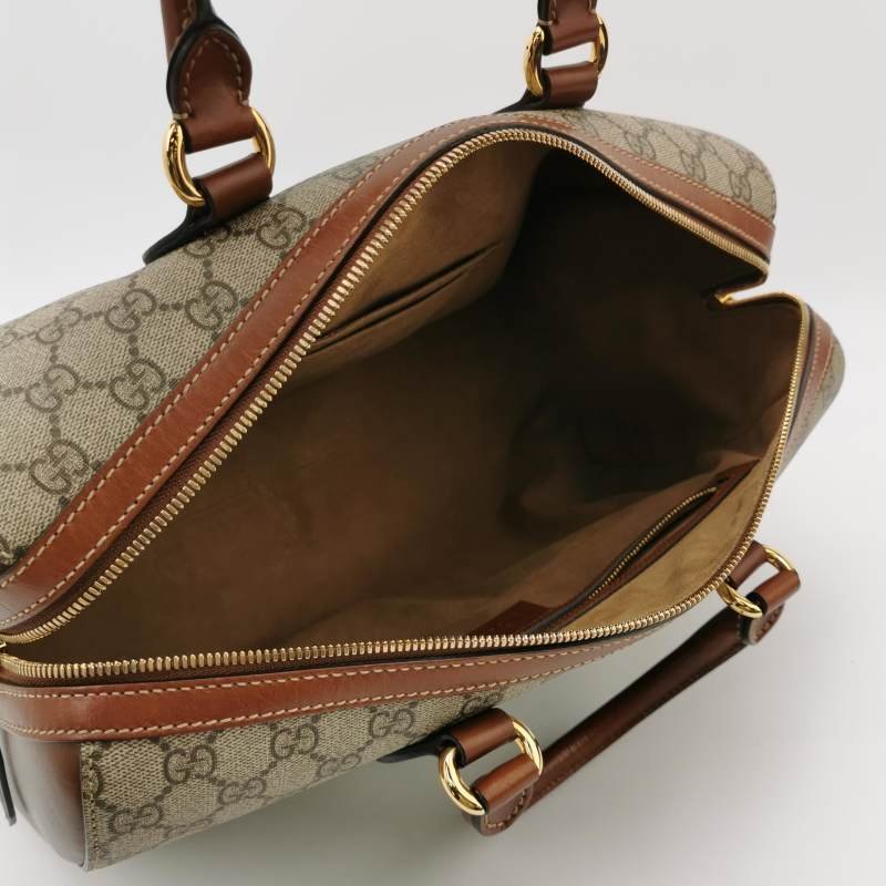 Gucci牛皮雙C老花拉鍊手提包-6