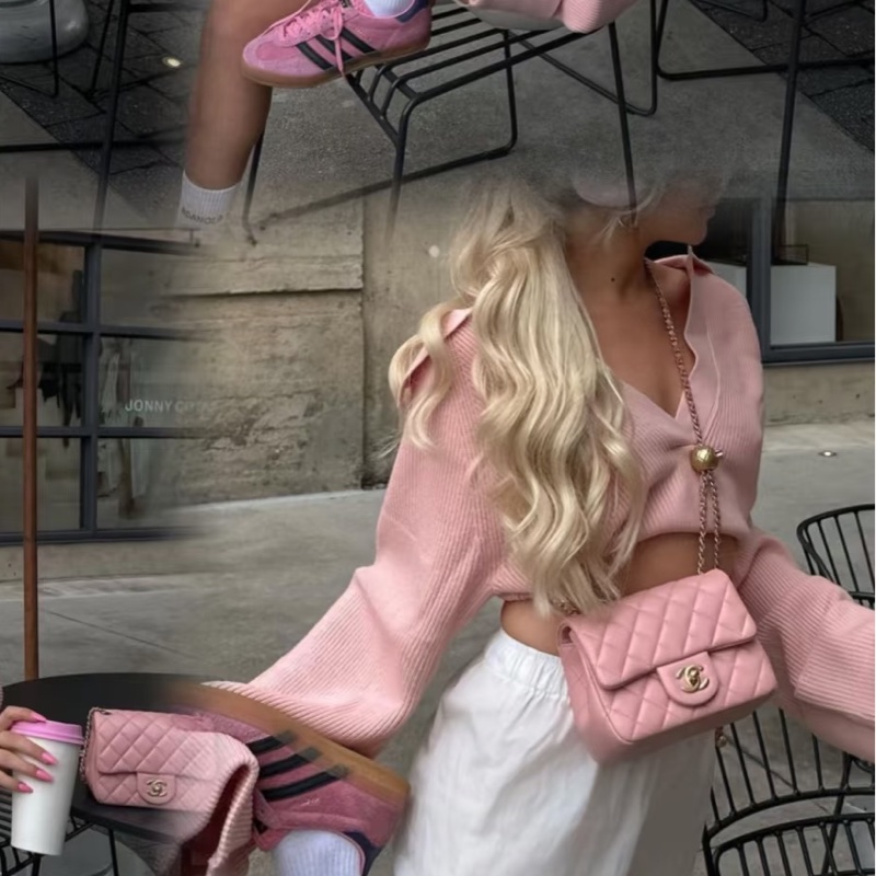 CHANEL香奈兒 🧥冷調玫瑰粉金球 CF大mini鏈條包 尺寸:20*13*7-9