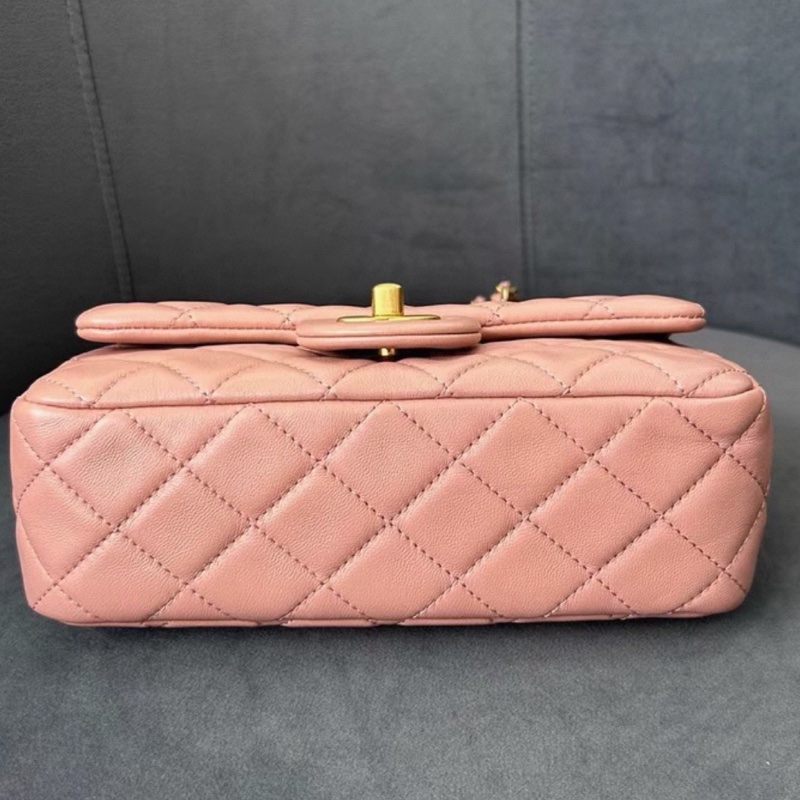 CHANEL香奈兒 🧥冷調玫瑰粉金球 CF大mini鏈條包 尺寸:20*13*7-14