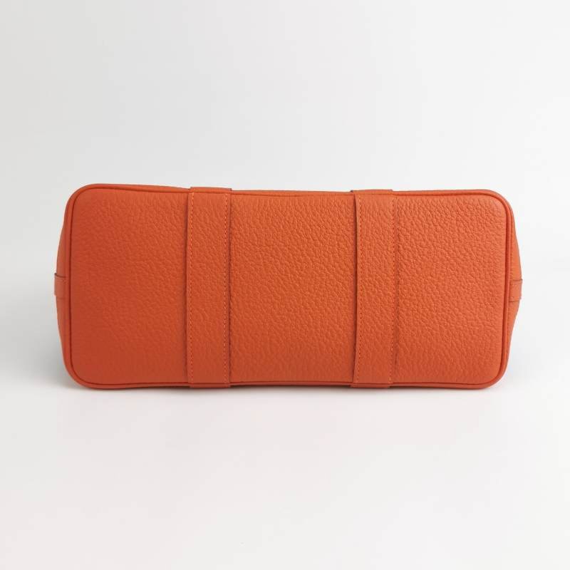 Hermes Garden Party花園包30手提包帆布Negonda牛皮銀扣8V罌粟橙藍色X刻-5