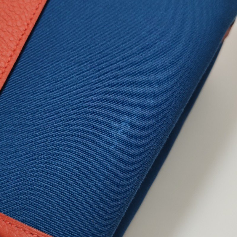 Hermes Garden Party花園包30手提包帆布Negonda牛皮銀扣8V罌粟橙藍色X刻-13